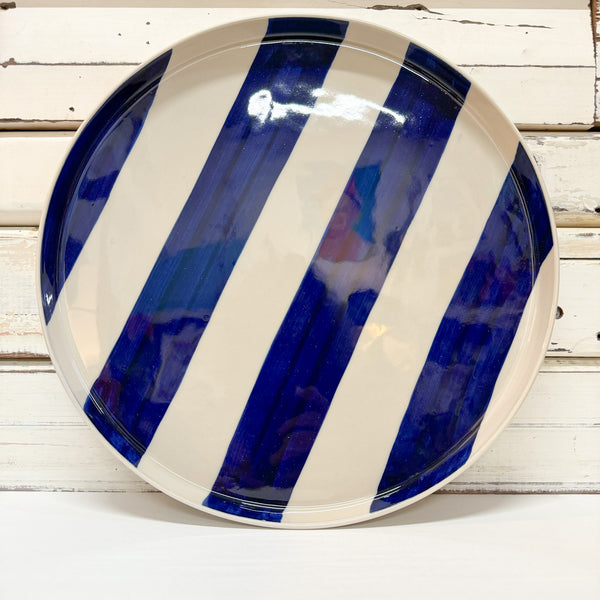Cabana Stripe Platter Blue