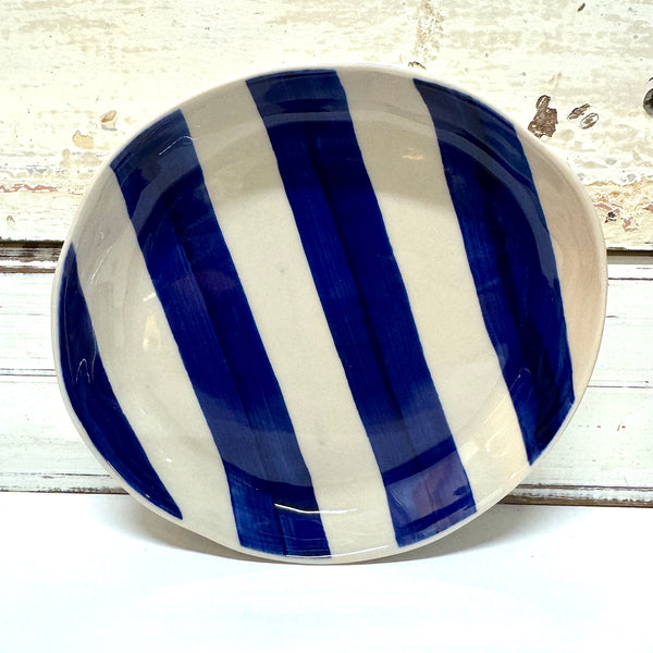 Cabana Stripe Plate Blue